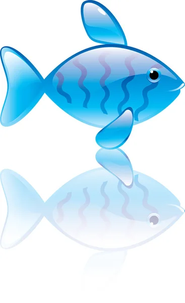 鱼符号的矢量图解 蓝色透明的雕像 — 图库矢量图片