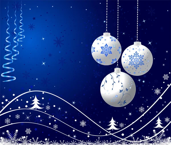 Mavi Noel Arkaplanı Kar Taneleri Noel Ağacı — Stok Vektör
