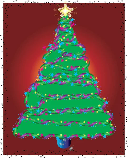 カラフルなクリスマスの装飾を持つクリスマスツリーのベクターイラスト — ストックベクタ