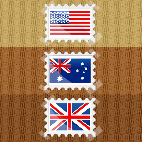 Ilustração Bandeira Diferentes Países Stic Conjunto — Vetor de Stock