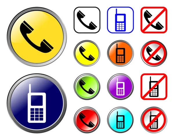 Telefon Icon Gesetzt Vektorillustration — Stockvektor