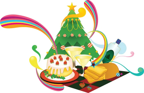 有礼物和糖果的圣诞树 — 图库矢量图片
