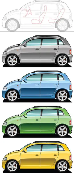 汽车的矢量集 在白色上隔离 — 图库矢量图片