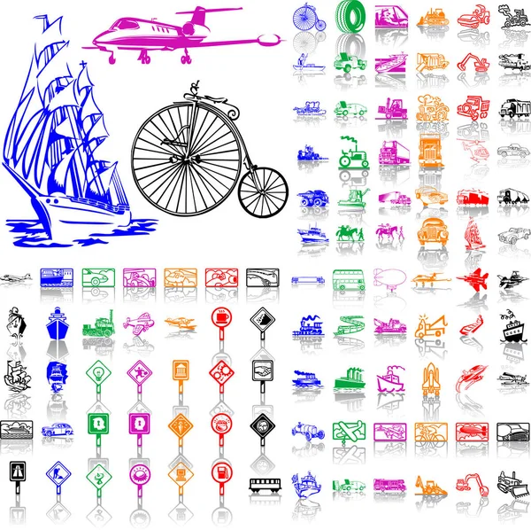 Ensemble Icônes Transport Style Simple — Image vectorielle