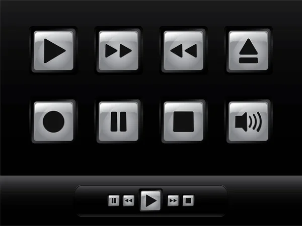Video Icon Internet Button Black Background — Stock Vector