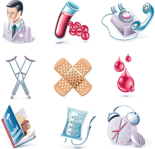 Set Medizinischer Und Gesundheitlicher Symbole Vektor Illustration Design — Stockvektor