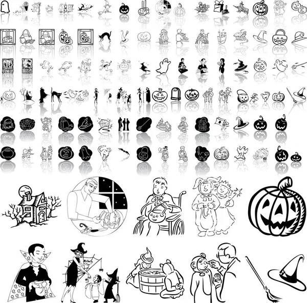 Patrón Vectores Con Diferentes Iconos Halloween Iconos Vacaciones Para Halloween — Archivo Imágenes Vectoriales