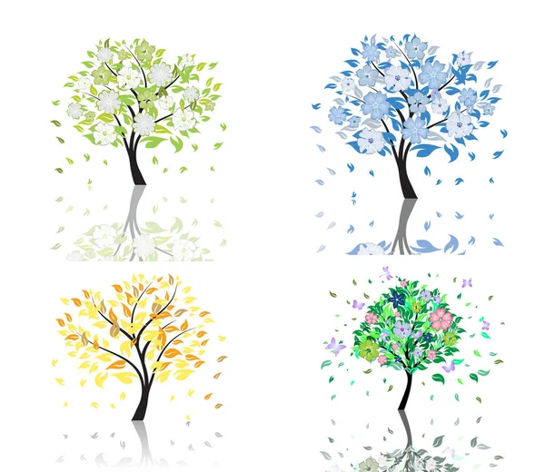 Tree Colorful Leaves — Stock Vector