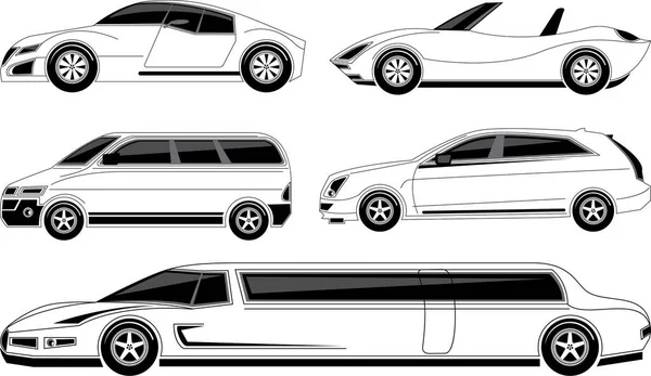 Набор Белых Автомобилей — стоковый вектор