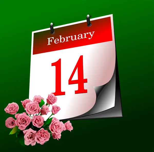 Calendario Del Día San Valentín — Vector de stock