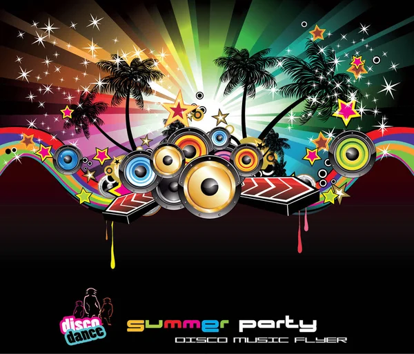 Summer Party Poster Disco Elements — Stock Vector