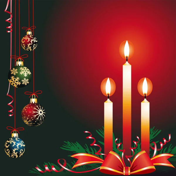 Vector Illustration Christmas Card Candles — Stock Vector