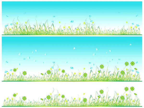 Grass Flowers Background — Stock Vector