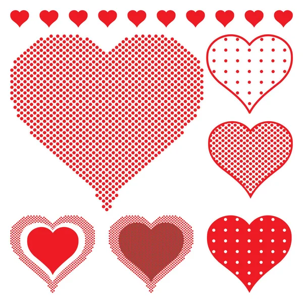 Set Red Hearts Modern Vector Illustration — Stock Vector
