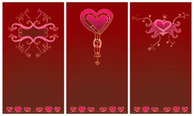 Kırmızı kalpli sevgililer günü kartları.