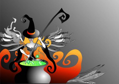 Cadı kızın vektör çizimi