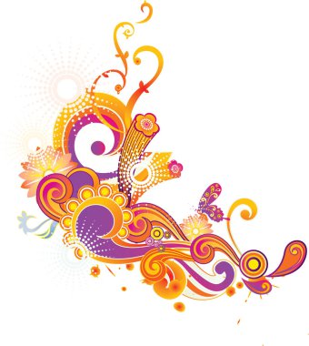 Renkli elementlerle süslü çiçek tasarımı