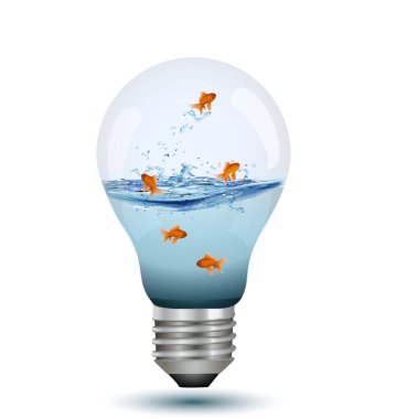 Ampuldeki balık, vektör illüstrasyonu