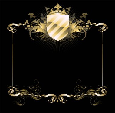 crown, vektör çizim ile Vintage çerçeve