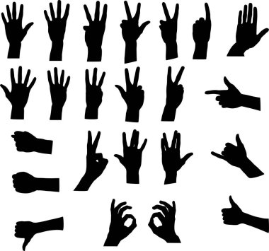 İnsan el simgelerinin vektör illüstrasyonu