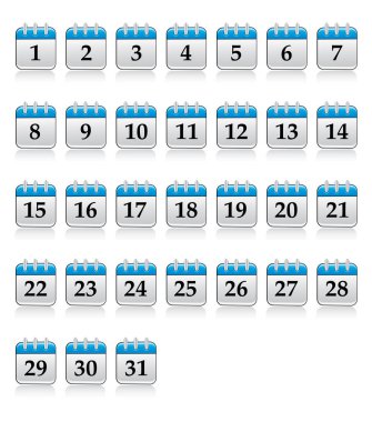 Takvim simgesi seti, modern vektör illüstrasyonu