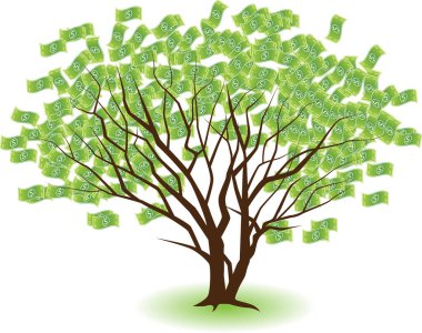 Parası beyaz arkaplanda izole edilmiş ağaç