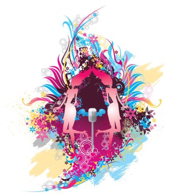 Funk geçmişi olan dansçılar, modern vektör illüstrasyonu