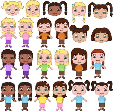 Sevimli küçük kız karakterleri.