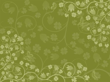 Çiçek elementleri ve vektör illüstrasyonlu güzel dekoratif arkaplan  