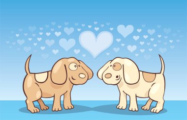 Köpekler birbirine aşık, modern vektör çizimi