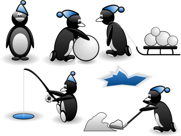 Ilustração Vetorial Desenhos Animados Pinguim — Vetor de Stock
