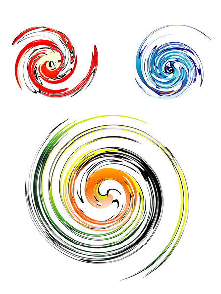 vector set of spiral elements. color swirls