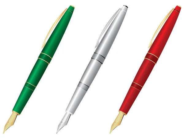 Tres Plumas Colores Ilustración Blanco — Vector de stock