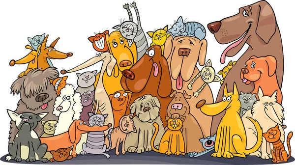 Illustrazione Vettoriale Gruppo Cani Del Fumetto — Vettoriale Stock