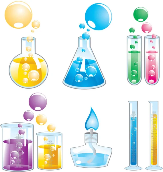 Vector Set Chemistry Glassware — Stock Vector