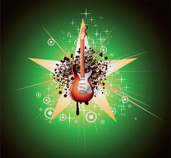 Elektrická Kytara Plakátem Hvězdné Hudby — Stockový vektor