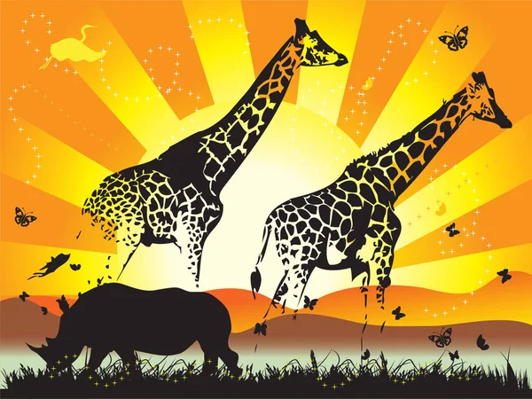 Illustrazione Vettoriale Degli Animali Africani — Vettoriale Stock