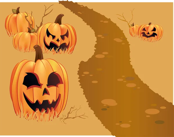 Modèle Conception Fond Halloween Avec Citrouilles Vecteur — Image vectorielle