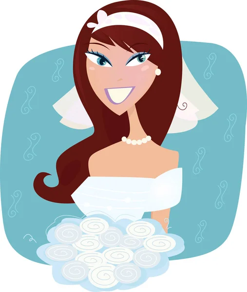 Vektor Illustration Der Glücklichen Braut — Stockvektor