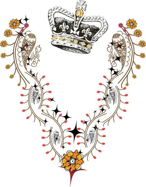 Vector Diseño Floral Con Corona — Archivo Imágenes Vectoriales