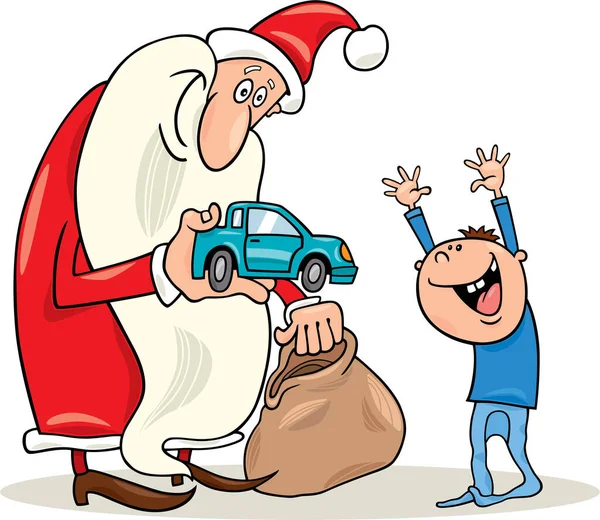 Santa Claus Geven Van Een Gift Van Kerstmis — Stockvector