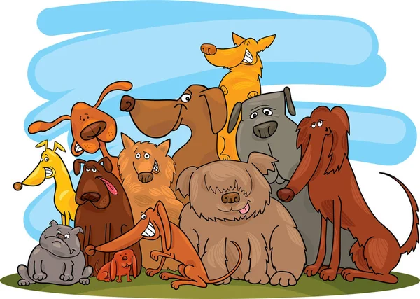 Cani Stile Cartone Animato Moderna Illustrazione Vettoriale — Vettoriale Stock
