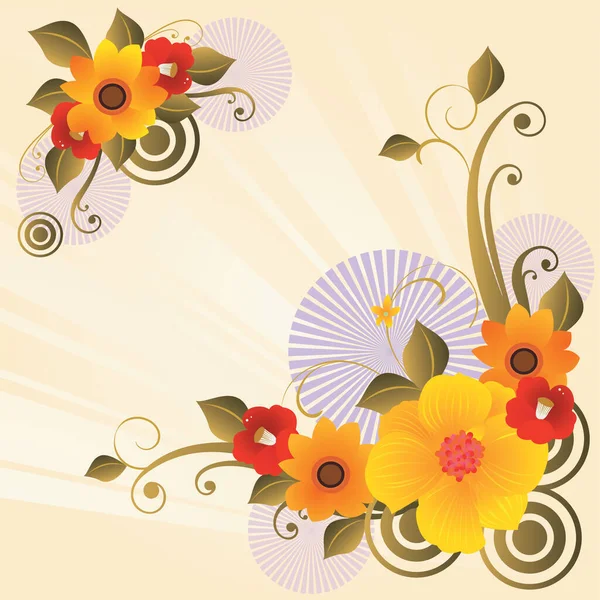 Vector Illustratie Van Mooie Bloemen Achtergrond Met Bloemen Bladeren — Stockvector