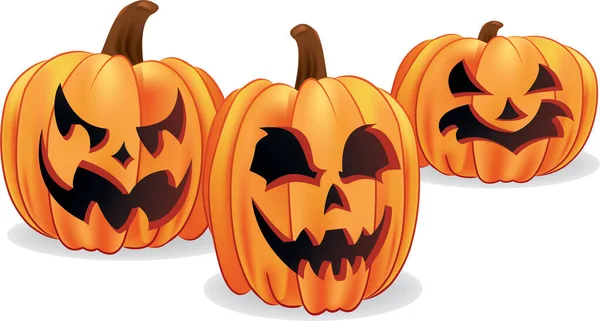 Ensemble Citrouilles Halloween Avec Des Visages — Image vectorielle