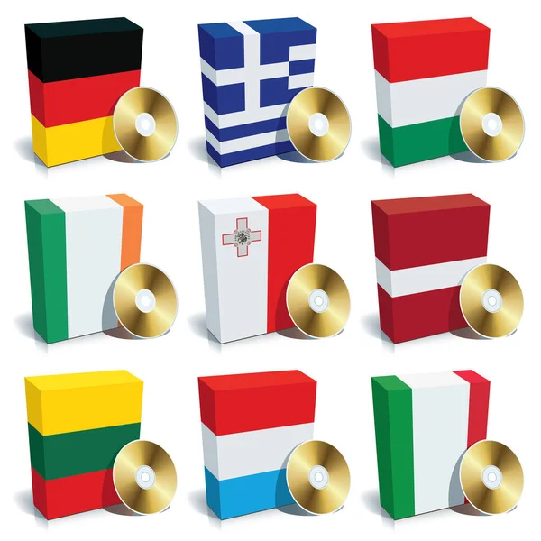 Σετ Διαφόρων Σημαιών Δίσκους — Διανυσματικό Αρχείο