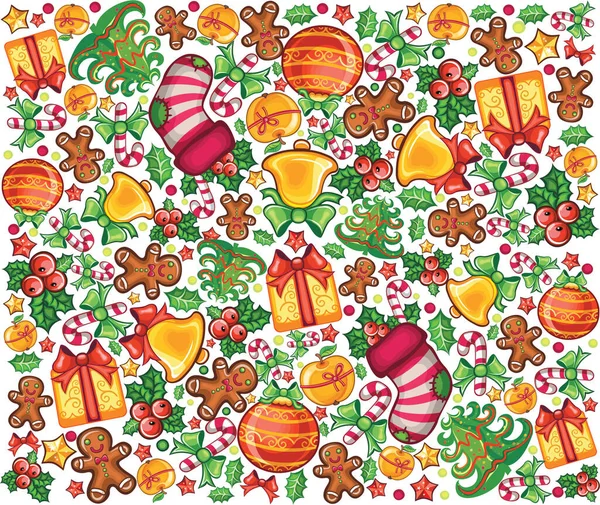 Merry Christmas Happy New Year Pattern Background — Stock Vector