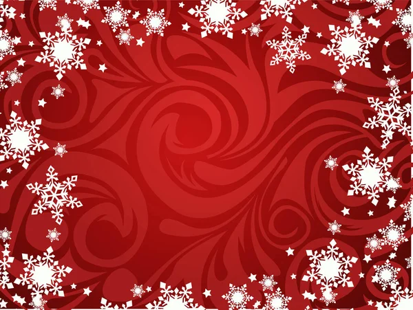 Red Background Snowflakes — Stock Vector