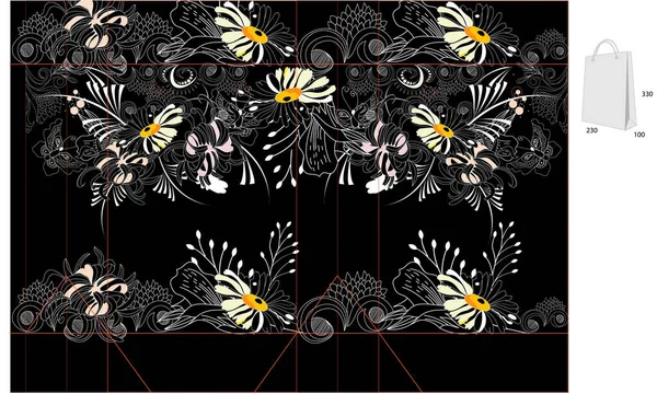 Vektorillustration Von Blumen Für Textilien Etikett Aufkleber Stoff Textildesign — Stockvektor