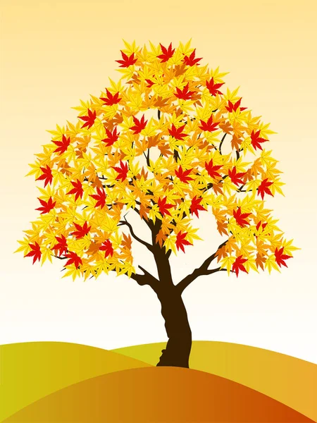 Podzimní Strom Moderní Vektorová Ilustrace — Stockový vektor