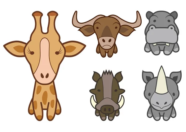 Set Cartoon African Animals — Stock Vector